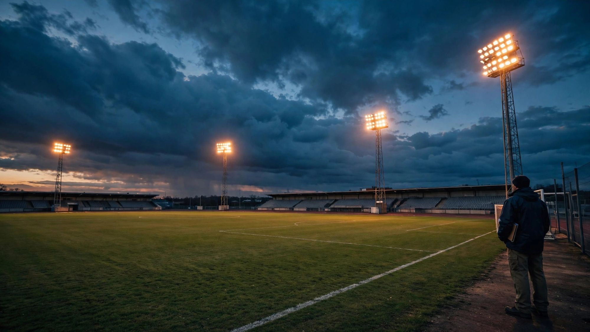 High-mast lighting at a sports ground
