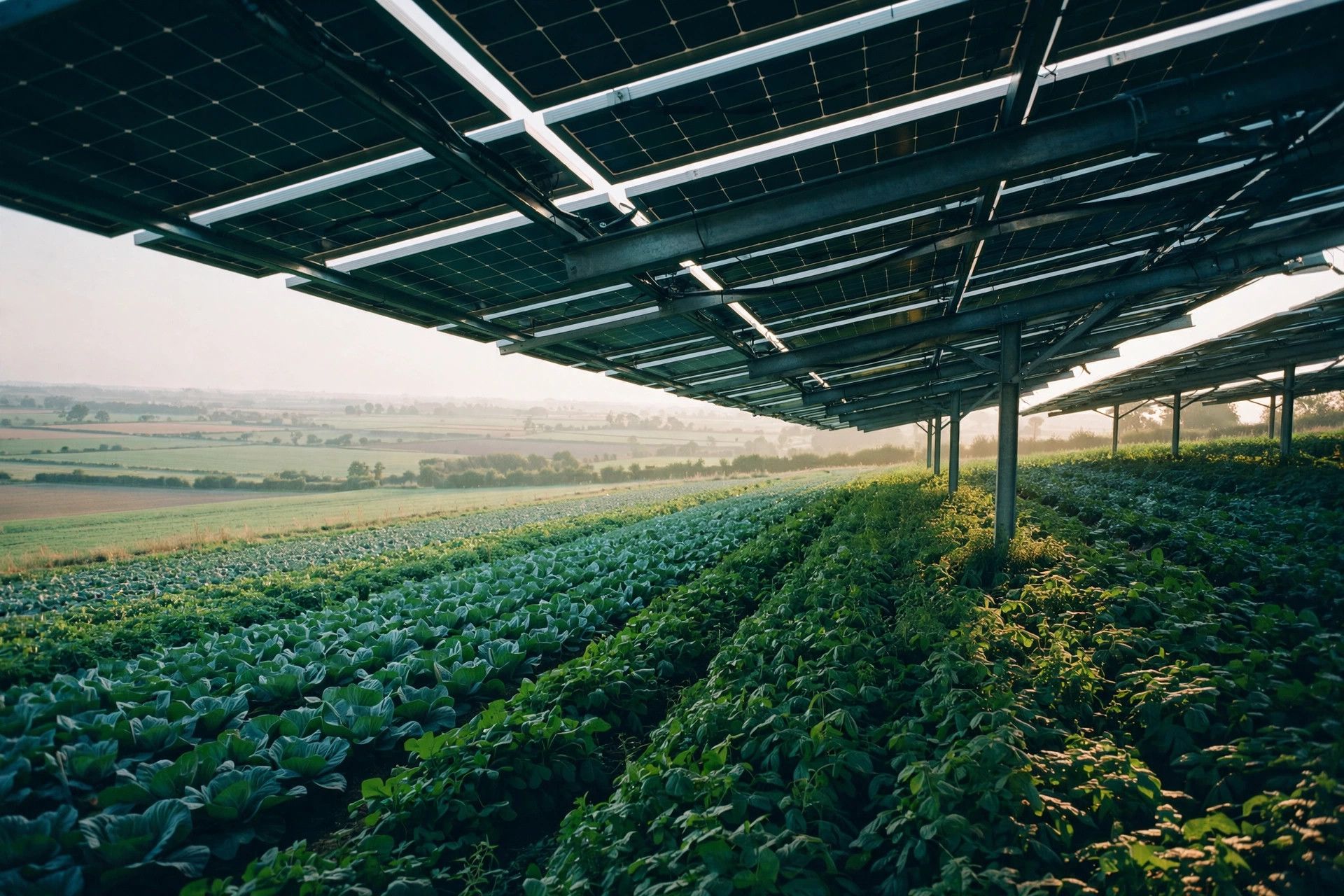 Agrivoltaic structure over crops