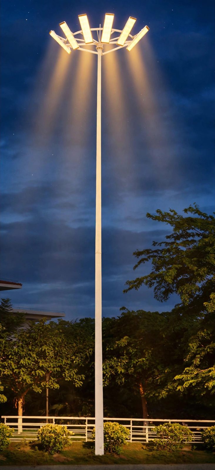 High-mast lighting for roads at night