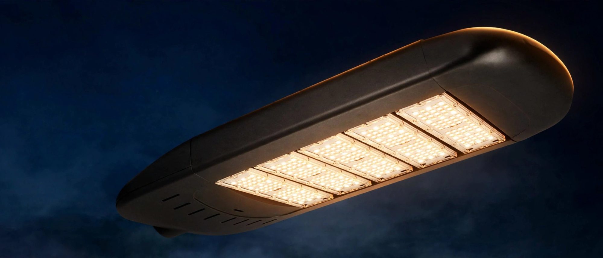 LSD-C02 LED street light installed on a road (illustration)