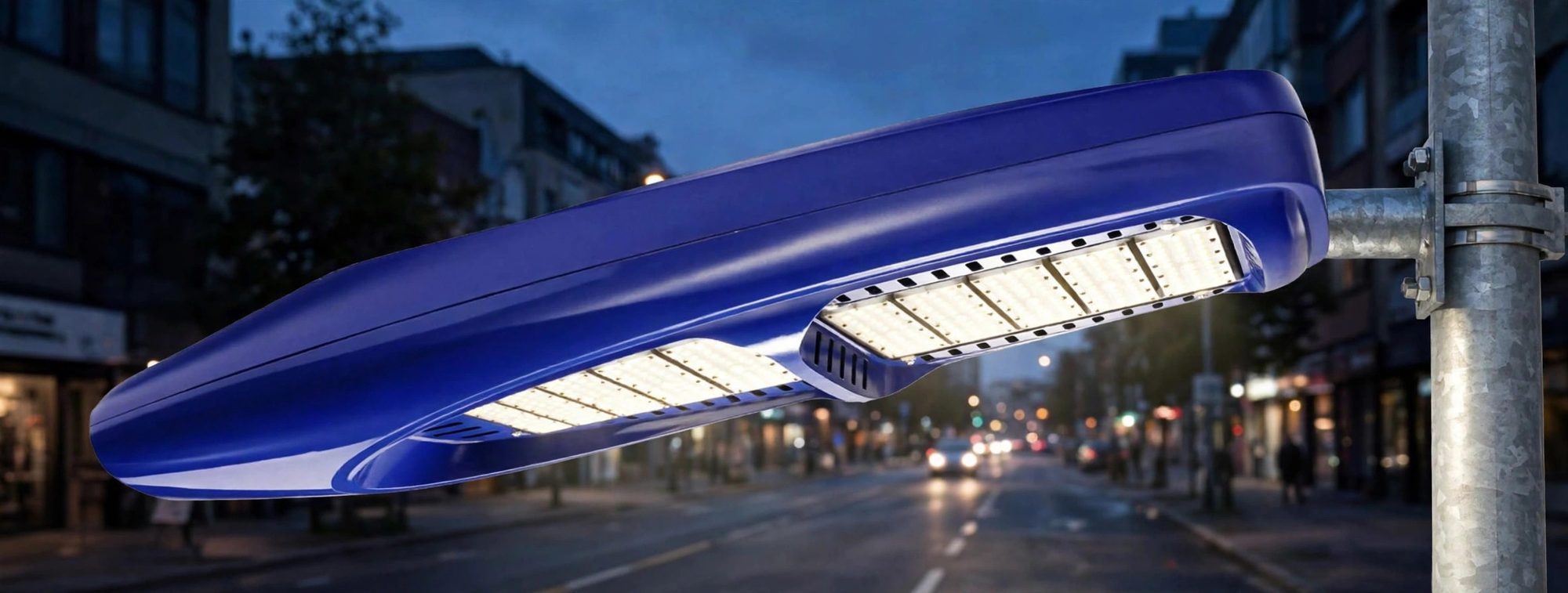 LSD-C03 LED street light installed on a road (illustration)