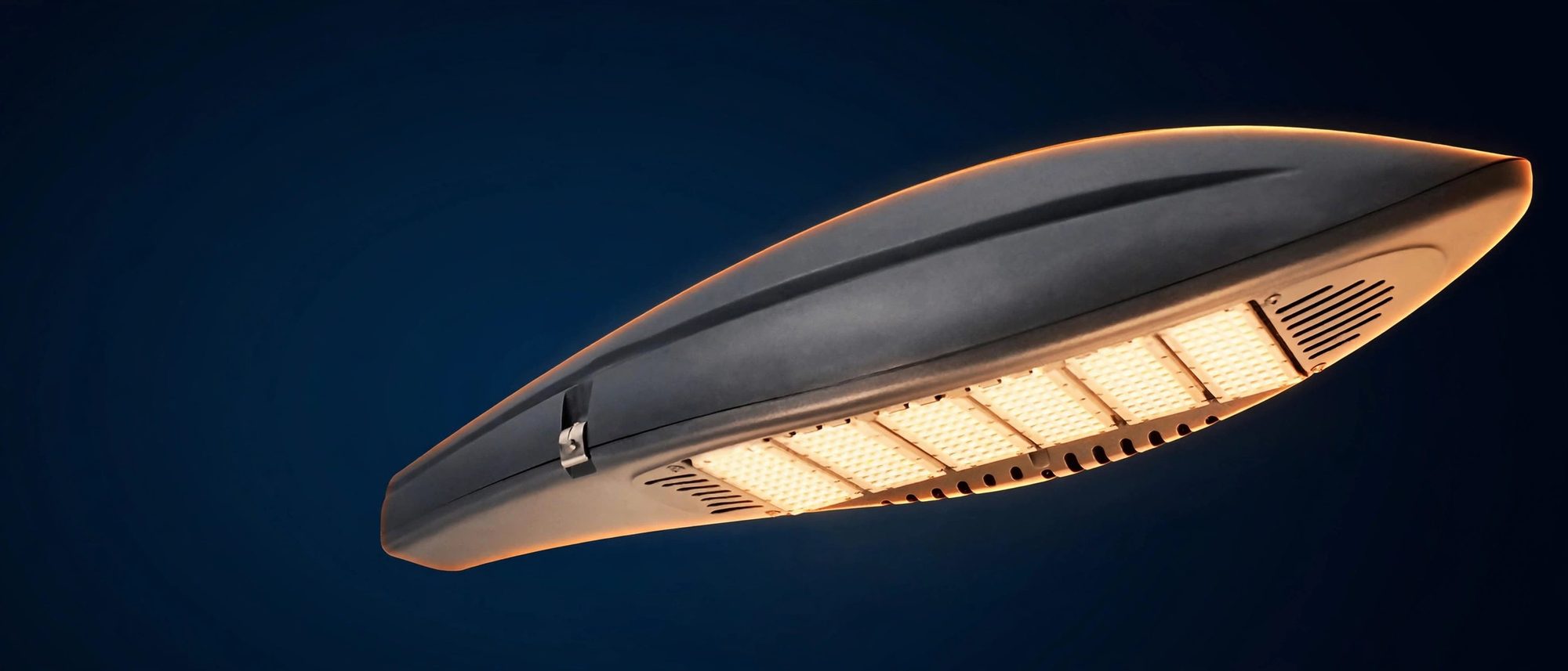 LSD-C04 LED street light installed on a road (illustration)