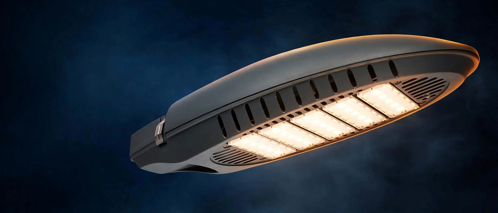 LSD-C05 LED street light installed on a road (illustration)