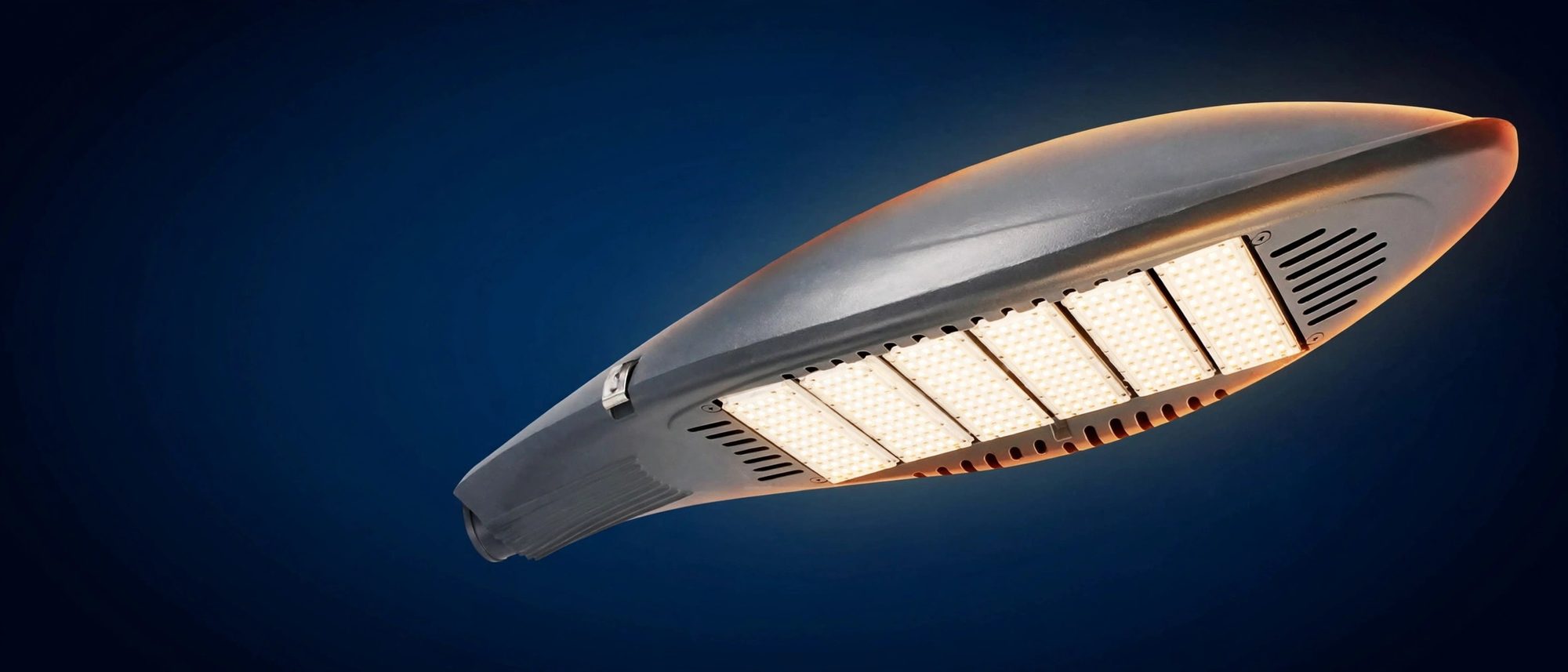 LSD-C06 LED street light installed on a road (illustration)
