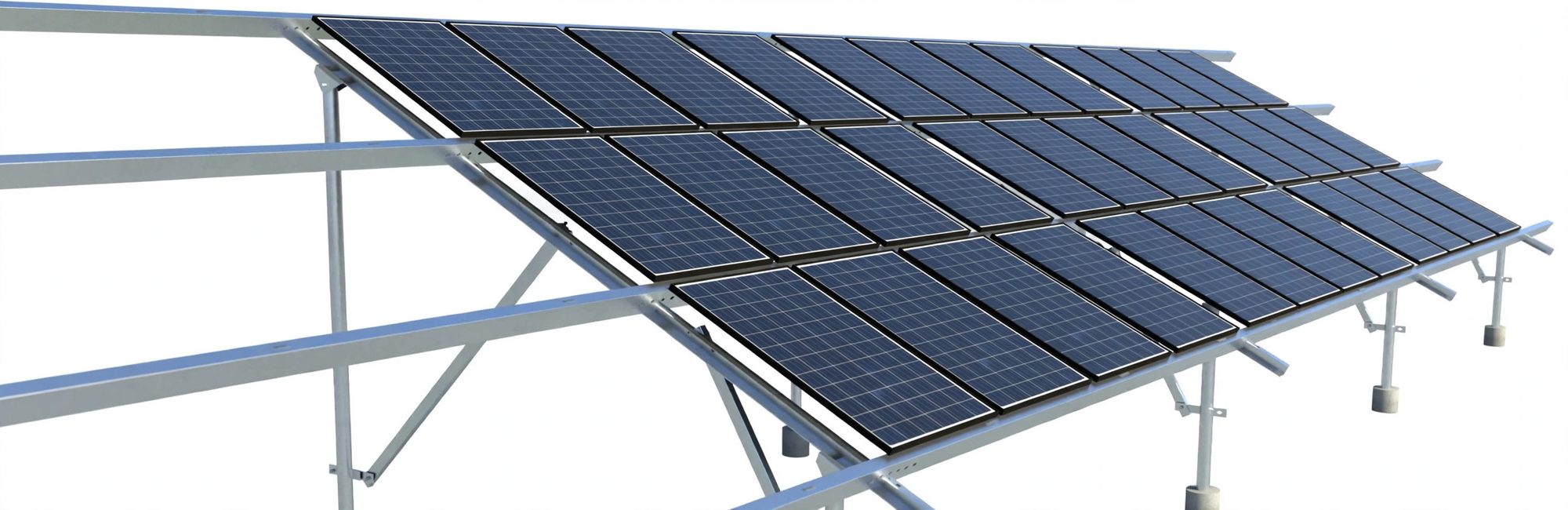 Fixed-tilt ground-mount frame with modules